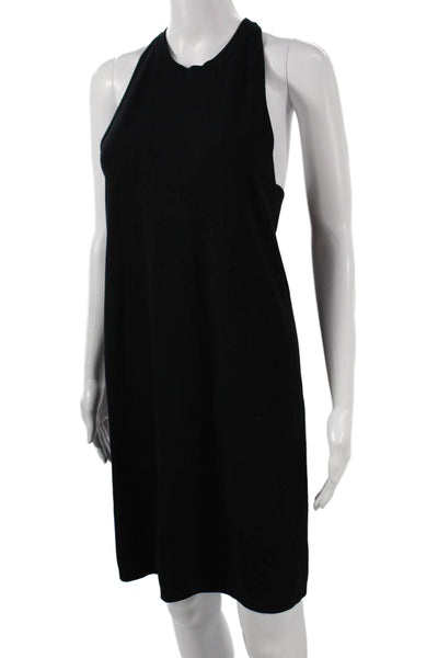 Theory Womens Black Halter Shift Dress Sleeveless Viscose Short Size M