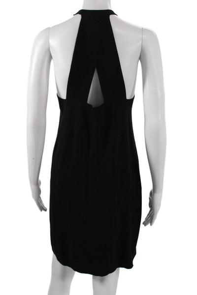 Theory Womens Black Halter Shift Dress Sleeveless Viscose Short Size M
