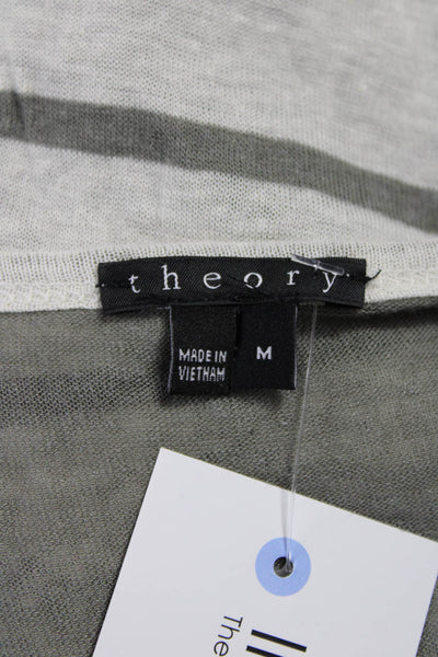 Theory Womens Striped Scoop Neck Rayon Tunic 3/4 Sleeve White Size M