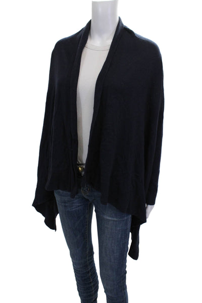 Lauren Ralph Lauren Womens Blue Silk Collar Long Sleeve Cardigan Size S