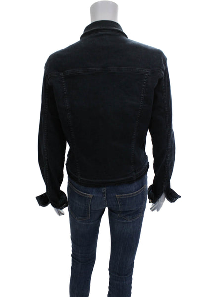 DL1961 Women Blue Basic Jacket Button Long Sleeve Solid 81% Cotton Size S