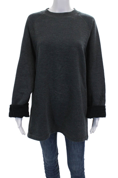 Moschino Women Gray Cotton Crewneck Tunic Sweatshirt Long Sleeve Size S