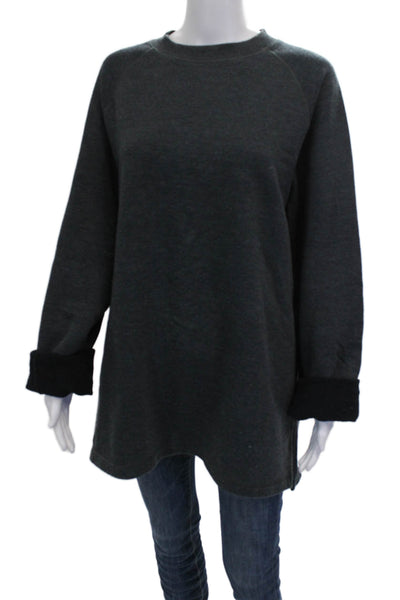 Moschino Women Gray Cotton Crewneck Tunic Sweatshirt Long Sleeve Size S