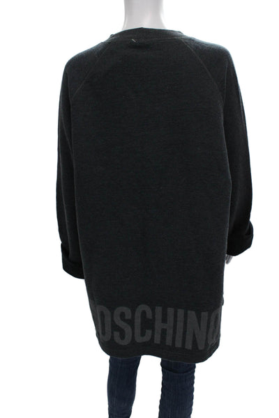 Moschino Women Gray Cotton Crewneck Tunic Sweatshirt Long Sleeve Size S