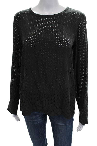 Equipment Femme Womens Silk Blouse Black Long Sleeve Geometric Size 5