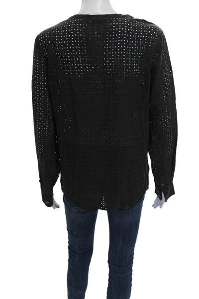 Equipment Femme Womens Silk Blouse Black Long Sleeve Geometric Size 5
