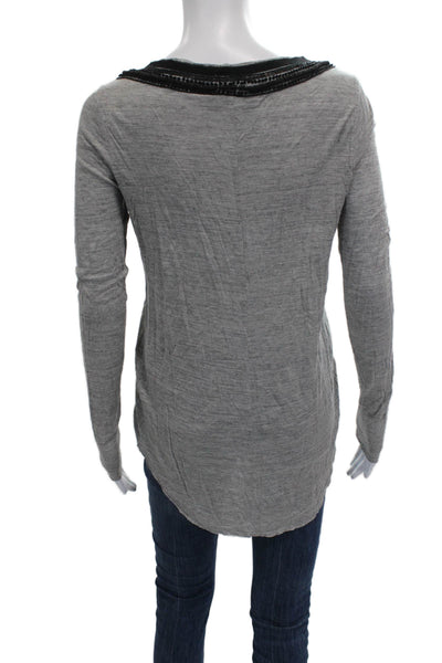 ALC Women Tunic Scoop Neck Long Sleeve Viscose Gray Pullover Size S