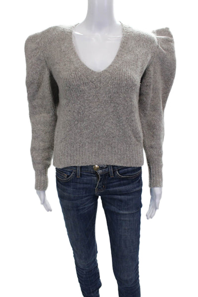 IRO Women V-Neck Wool Pullover Gray Long Sleeve Size XS