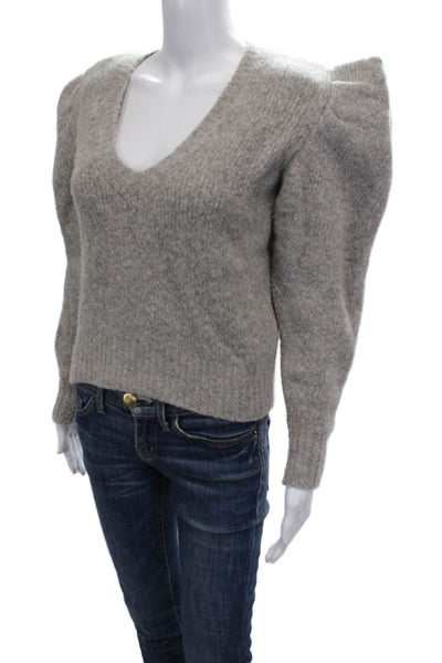 IRO Women V-Neck Wool Pullover Gray Long Sleeve Size XS
