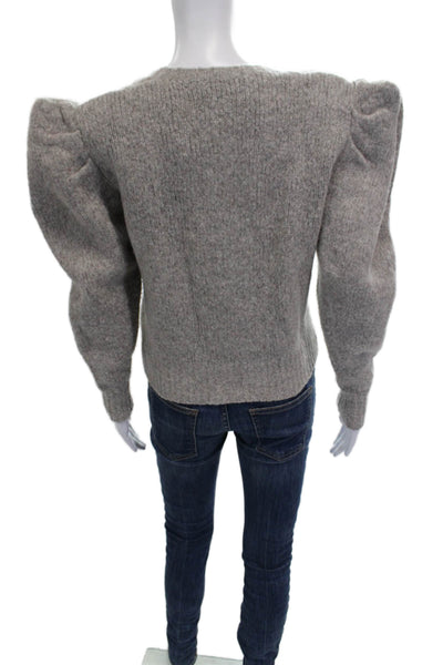 IRO Women V-Neck Wool Pullover Gray Long Sleeve Size XS