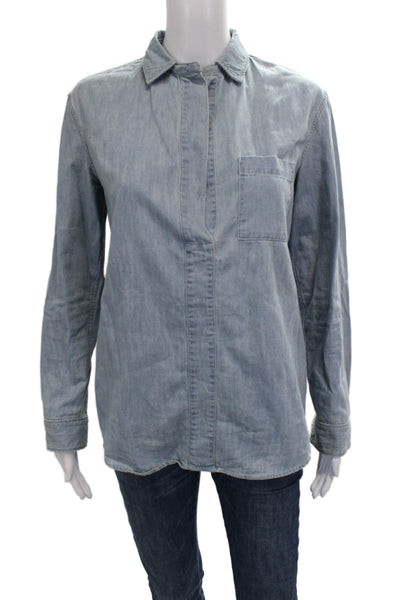 Rag & Bone Jean Women Tunic Button-Up Collared Cotton Long Sleeve Blue Size XS