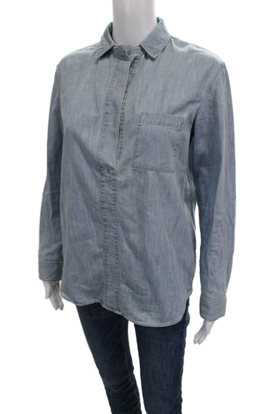 Rag & Bone Jean Women Tunic Button-Up Collared Cotton Long Sleeve Blue Size XS