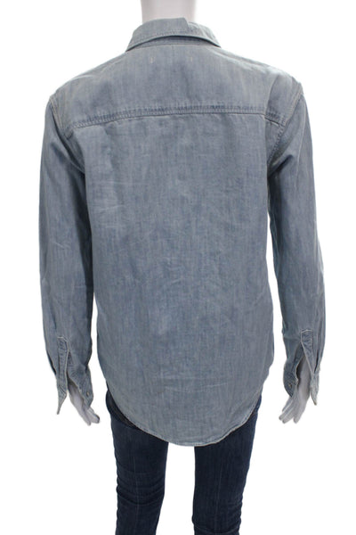 Rag & Bone Jean Women Tunic Button-Up Collared Cotton Long Sleeve Blue Size XS