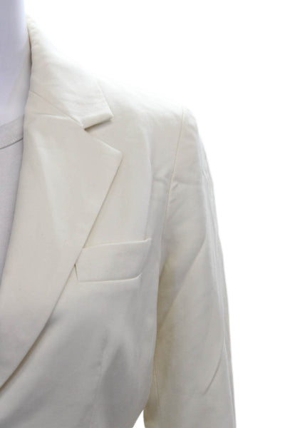 Tailor Made Womens Ivory Wool Pant Suit Blazer 3/4 Sleeve Solid Size 6