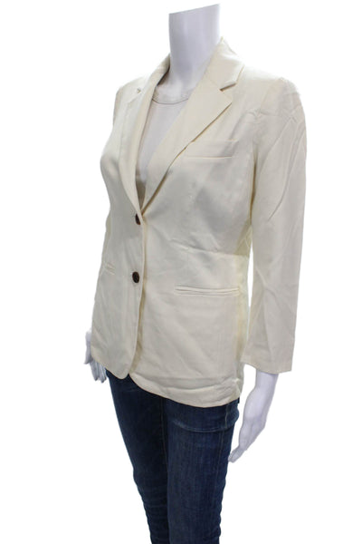 Tailor Made Womens Ivory Wool Pant Suit Blazer 3/4 Sleeve Solid Size 6