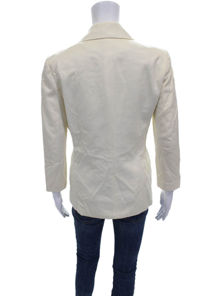 Tailor Made Womens Ivory Wool Pant Suit Blazer 3/4 Sleeve Solid Size 6