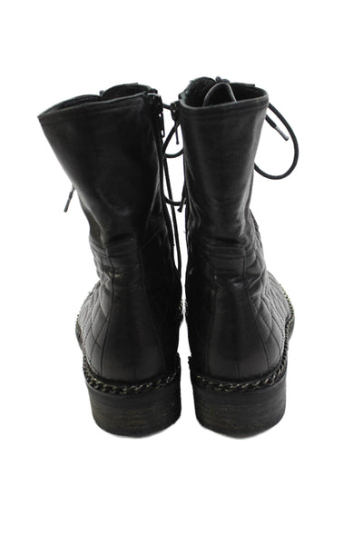 Vince Camuto Womens Leather Quilted Detail Chain Accent Boots Black Size 6.5