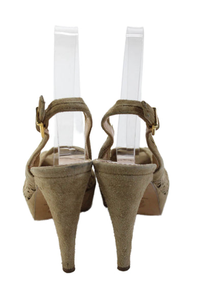 Gastone Lucioli Womens Suede Platform Cutout Detail Heels Brown Size 7