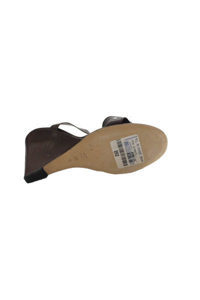 Michael Kors Womens Leather Contrast Stitch Detail Wedges Brown Size 6.5