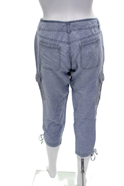 Ecru Womens Blue Linen Capri Pants Drawstring Size 2
