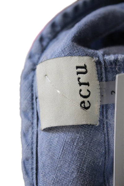 Ecru Womens Blue Linen Capri Pants Drawstring Size 2