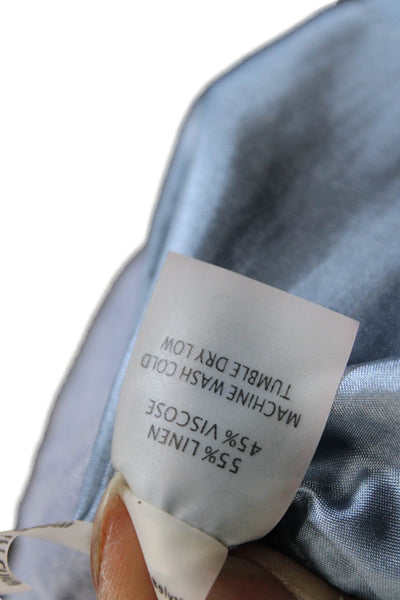 Ecru Womens Blue Linen Capri Pants Drawstring Size 2