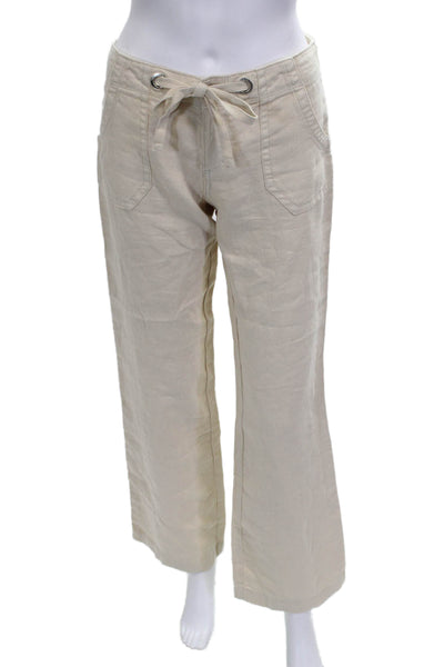 Sanctuary Womens Cargo Pants Linen Beige Drawstring Inseam 32 Size 26