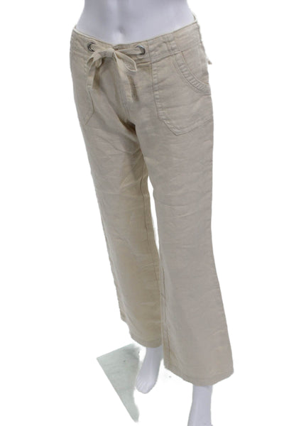 Sanctuary Womens Cargo Pants Linen Beige Drawstring Inseam 32 Size 26