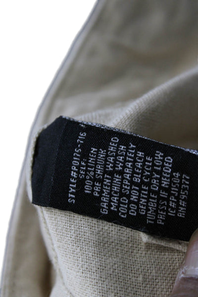 Sanctuary Womens Cargo Pants Linen Beige Drawstring Inseam 32 Size 26