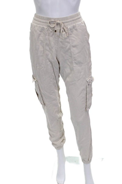 Young Fabulous & Broke Womens Cargo Pants Beige Tencel Drawstring Size S