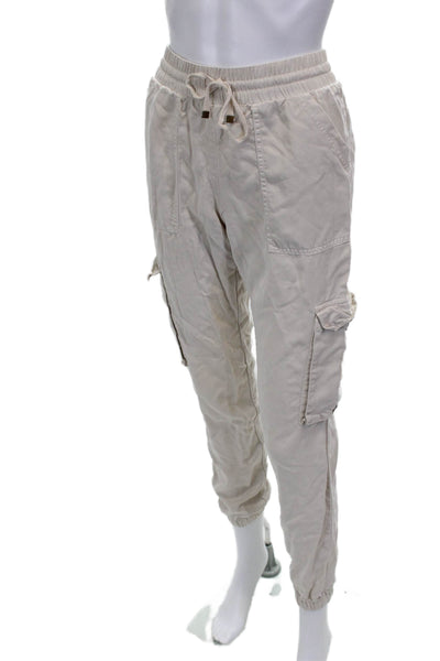 Young Fabulous & Broke Womens Cargo Pants Beige Tencel Drawstring Size S