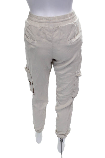 Young Fabulous & Broke Womens Cargo Pants Beige Tencel Drawstring Size S