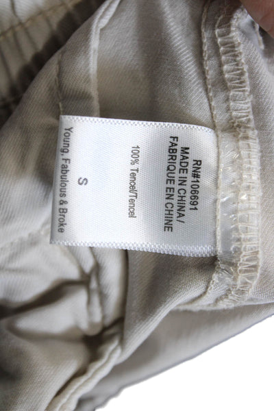 Young Fabulous & Broke Womens Cargo Pants Beige Tencel Drawstring Size S