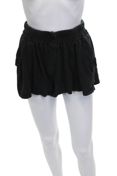 Something Navy Womens Sweat Shorts Black Cotton Size S