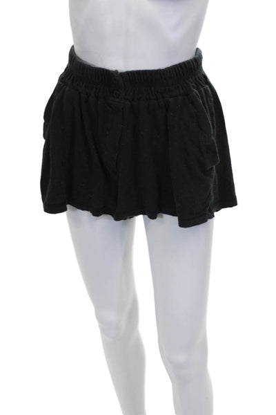 Something Navy Womens Sweat Shorts Black Cotton Size S