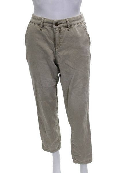 Caslon Womens Chino Pants Beige Cotton Button Size 8