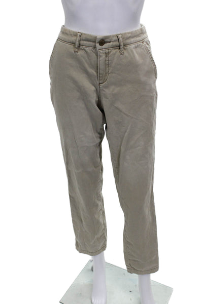Caslon Womens Chino Pants Beige Cotton Button Size 8