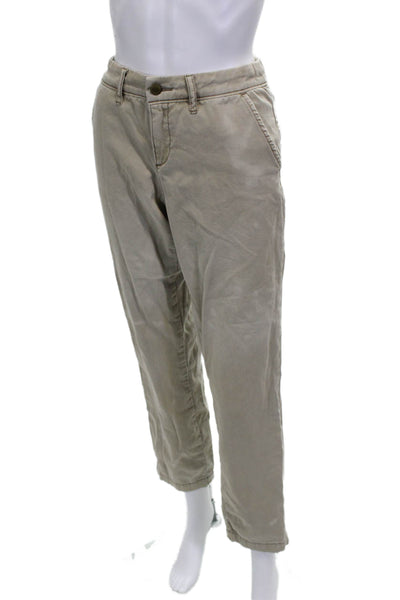 Caslon Womens Chino Pants Beige Cotton Button Size 8