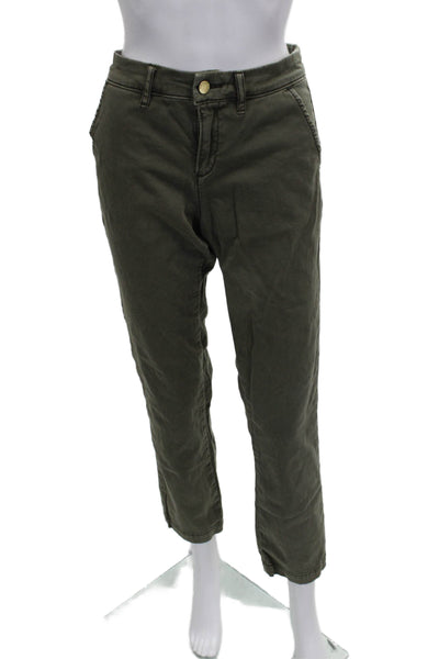 Caslon Womens Green Chino Pants Button Closure 28 Inseam Size 8