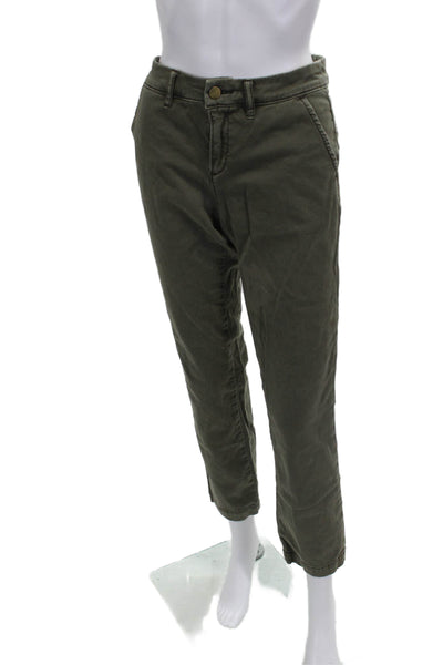 Caslon Womens Green Chino Pants Button Closure 28 Inseam Size 8