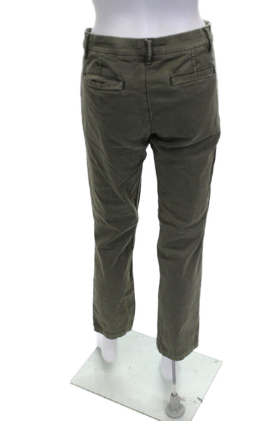 Caslon Womens Green Chino Pants Button Closure 28 Inseam Size 8