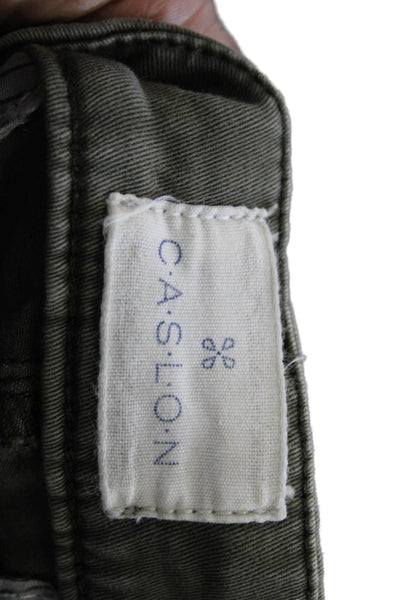 Caslon Womens Green Chino Pants Button Closure 28 Inseam Size 8
