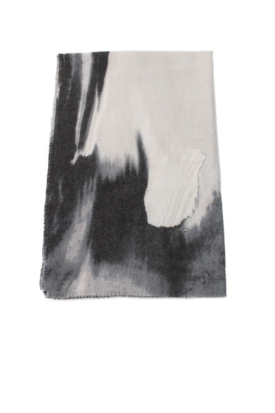 Max Studio Womens Abstract Print Scarf Gray Size 75X25"