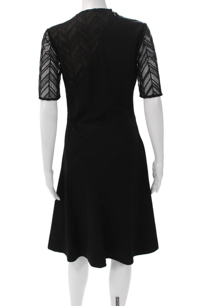 Jason Wu Womens Fit & Flare Black Rayon Midi Dress Half Sleeve Size 6