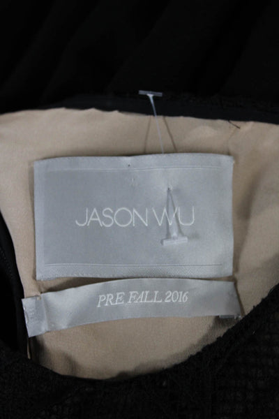 Jason Wu Womens Fit & Flare Black Rayon Midi Dress Half Sleeve Size 6
