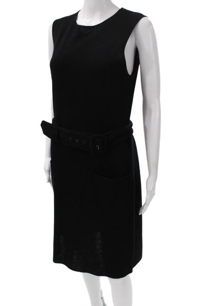 Vivienne Tam Women Sleeveless Black Shift Dress Wool Blend Knee Length Size L