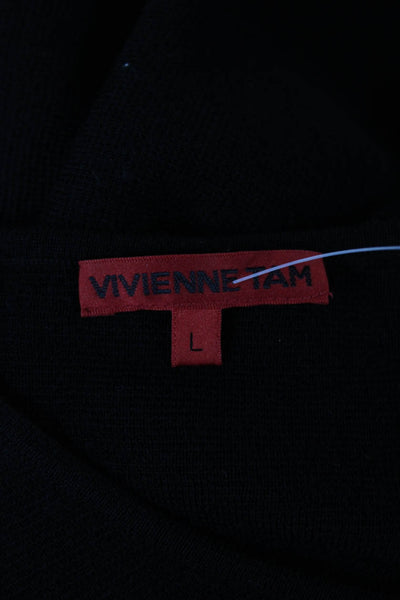 Vivienne Tam Women Sleeveless Black Shift Dress Wool Blend Knee Length Size L