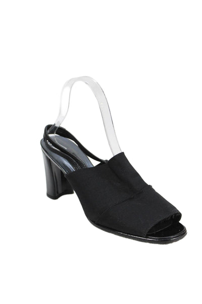 Stuart Weitzman Womens Open Toe Slingbacks Block Heels Shoes Black Size 9.5B