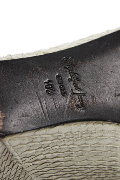 Elizabeth and James Womens Textured Leather Mid-Calf Boots Beige Size 10B