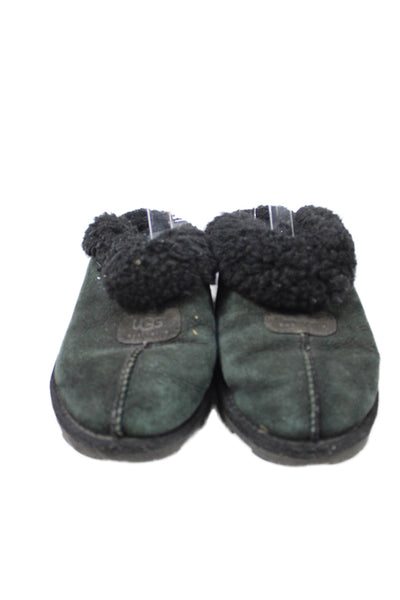 UGG Australia Womens Slip On Shearling Lined Logo Mules Slippers Black Size 7